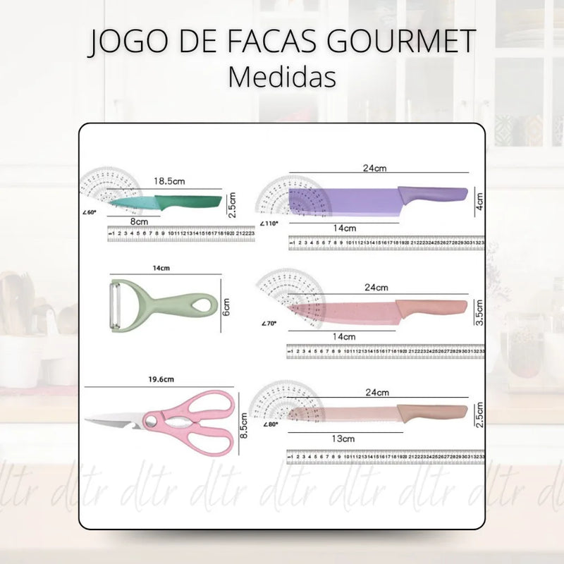 Kit Profissional de Utensílios Coloridos - Conjunto 6 Peças para Cozinha