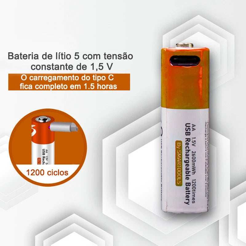 Bateria AA Recarregável 1.5V 2600mAh