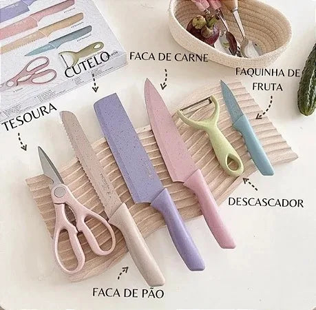 Kit Profissional de Utensílios Coloridos - Conjunto 6 Peças para Cozinha