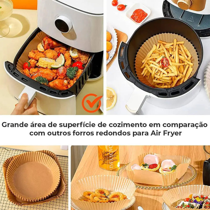 Kit com 50 Formas Descartáveis de Papel para Air Fryer