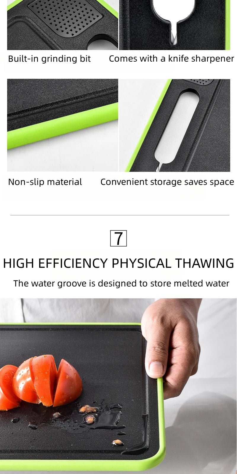 Kitchen Thawing Cutting Board Defrosting Function Physical Thawing Chopping Board Kitchen Garlic Grinding Tools Knife Sharpener