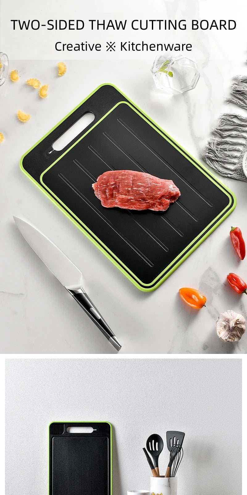 Kitchen Thawing Cutting Board Defrosting Function Physical Thawing Chopping Board Kitchen Garlic Grinding Tools Knife Sharpener